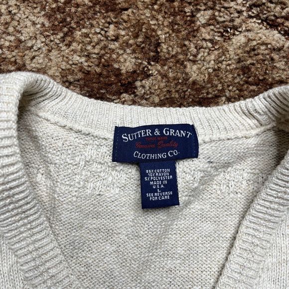 VINTAGE Sutter And Grant V Neck Sweater Adult Large Golfer Golfing Mens 90s - Picture 5 of 10